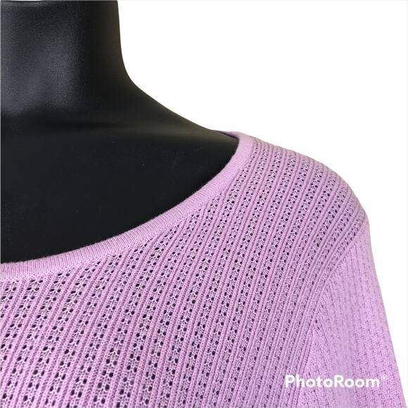 SOFT SURROUNDINGS Pink Eyelet Pullover Top w/ side slits Sz Large - Picture 3 of 4